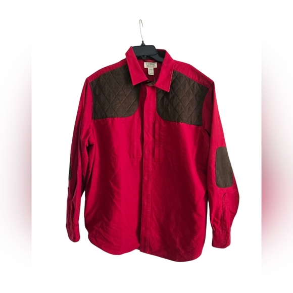 L.L. Bean Men's Red Sportsman Button Up Chamois Shirt With Elbow Patches XL - Picture 1 of 6